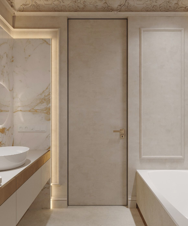 Скрытые двери в ванной комнате: незаметность и функциональность.
